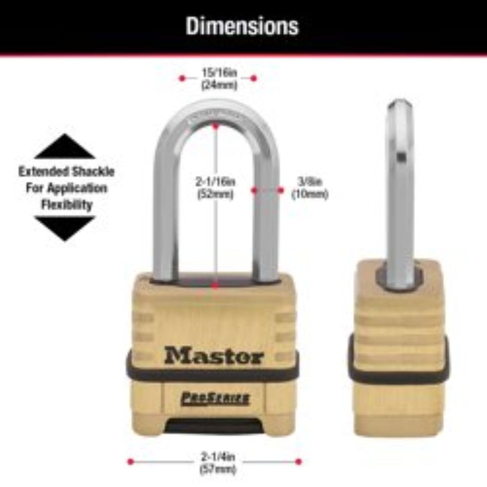 Master Lock Brass ProSeries Set Your Own Combination Lock, Outdoor Heavy-Duty Padlock for Construction Sites, Gates, Fences, 2-1/4" Wide, 1175LHSS