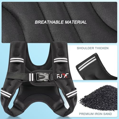 Weighted Vest 5lb/10lb/15lb/20lb/25lb/30lb Weights with Reflective Stripe, Weighted Vest for Men Women Strength Training Running Walking Jogging