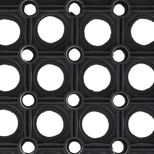 Ottomanson Indoor/Outdoor Hose-Wash Holes Design Non-Slip Rubber 10" x 30" Modern Stair Treads for Stairs, Garage, Patio, 5 Pack, Black Holes
