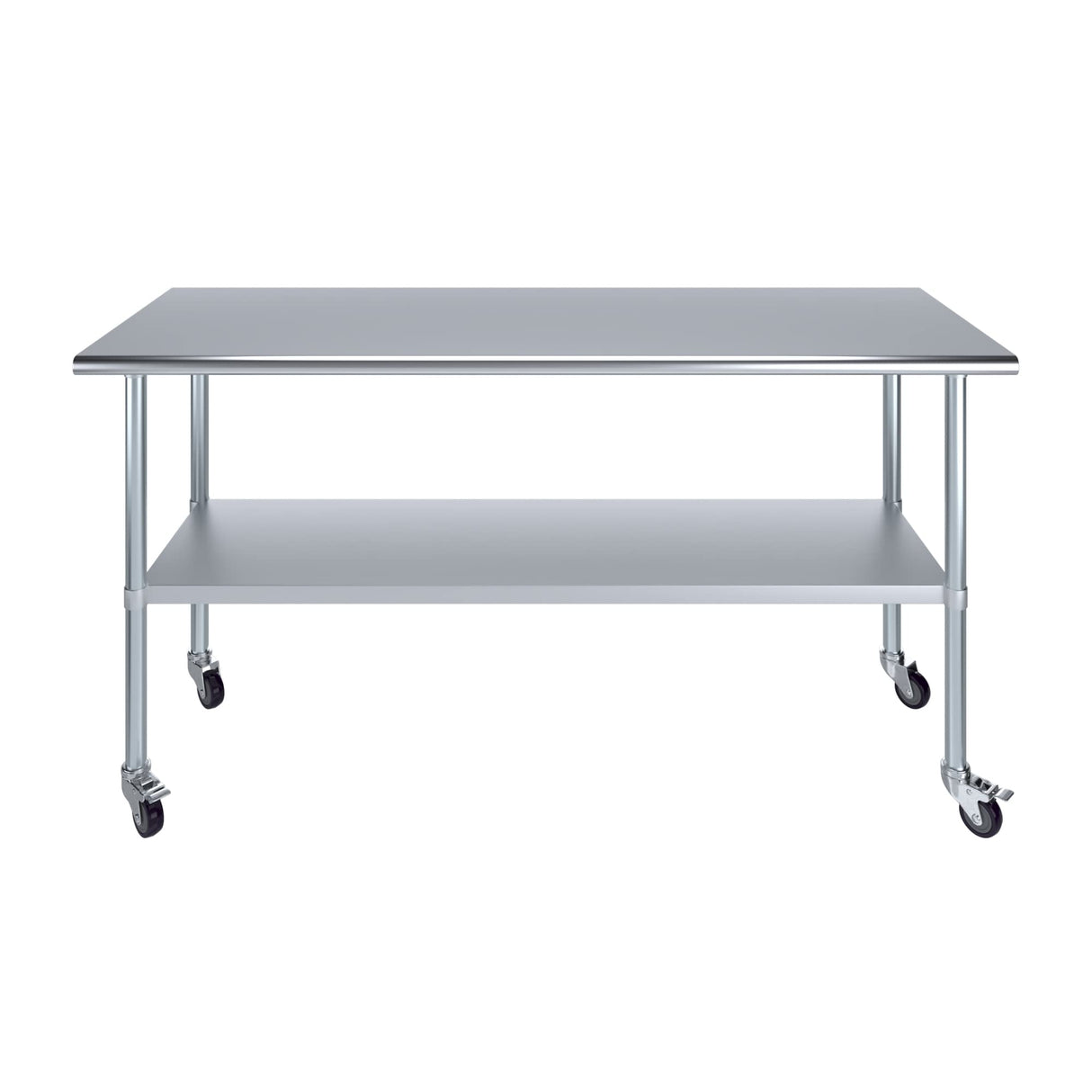 AmGood 24 in. x 72 in. Stainless Steel Work Table with Wheels | Metal Kitchen Food Prep Table | NSF