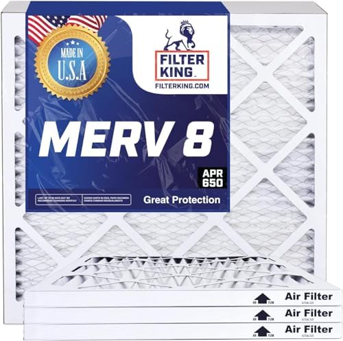 Filter King 24x24x1 Air Filter | 4-PACK | MERV 8 HVAC Pleated A/C Furnace Filters | MADE IN USA | Actual Size: 23.5 x 23.5 x .75"