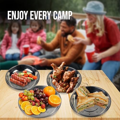 Stainless Steel Camping Mess Kit - Person's Complete Picnic & Camp Dish Set, Includes Plate, Bowl, Cup & Utensils