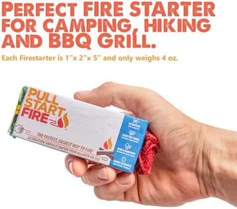 Pull Start Fire Pull String Firestarter | No Matches Required, Fire Starts in Seconds | for Campfires, Grill, Fireplace, BBQ | Lights Wet Wood, Easy to Use, Food Safe and Weather Resistant