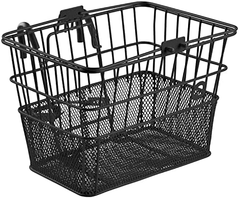 Retrospec Apollo Detachable Front Bike Basket Steel Half-Mesh with Integrated Detachable Hooks and Built-In Handle, Easy Assembly and Portability for Bicycles