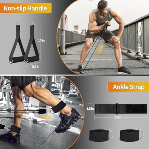 WHATAFIT Resistance Bands, Exercise Bands,Resistance Bands for Working Out, Work Out Bands with Handles for Men and Women Fitness, Strength Training Home Gym Equipment