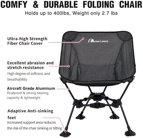 MOON LENCE Portable Camping Chair Backpacking Chair - The 4th Generation Ultralight Folding Chair - Compact, Lightweight Foldable Chairs for Hiking Mountaineering, Beach