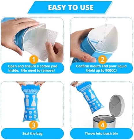 Disposable Urine Bag for Travel - 900ML Portable Pee Bags for Women Men 8/12/20/24/28 PCS Emergency Vomit Bags Urinal Toilet for Car Camping, Road Trip,Traffic Jam, Pregnant, Kid, Patient