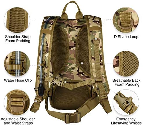 NOOLA Hydration Backpack with 3L TPU Water Bladder, Tactical Molle Water Backpack for Men Women, Hydration Pack for Hiking, Biking, Running and Climbing