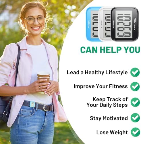 3D Pedometer for Walking, Simple Step Counter with Large Digital Display, Step Tracker with Removable Clip Lanyard, Accurately Track Steps for Men Women Kids Adults Seniors