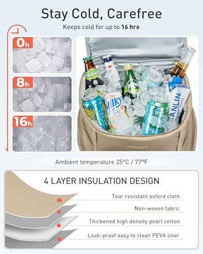 TOURIT Rolling Cooler Backpack: Leakproof Waterproof Insulated 36 Cans Beach Cooler with Wheels and Handle Outdoor Camping Picnic Travel