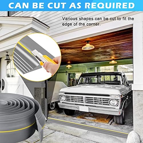 Papillon Garage Door Bottom Seal Strip, Weatherproof EPDM Rubber Threshold, Fits All Standard Doors, Easy for DIY Homeowners, No Adhesive (10Ft, Grey)