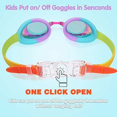 Keary Kids Swim Goggles for Toddler Kids Youth(3-12),Anti-Fog Waterproof Anti-UV Clear Vision Water Pool Goggles