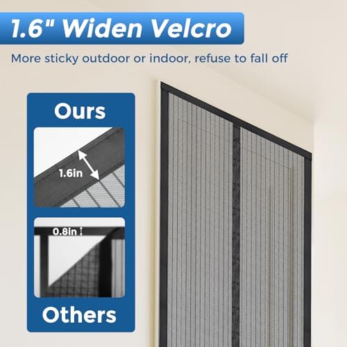 Smartor Magnetic Screen Door Magnetic Closure Fits 36"x80" Doors |Polyester - Retractable Screen Door Mesh| Self Sealing|Hands Free |Keeps Bugs Out|Pet and Kid Friendly-39 Inch x 82 Inch