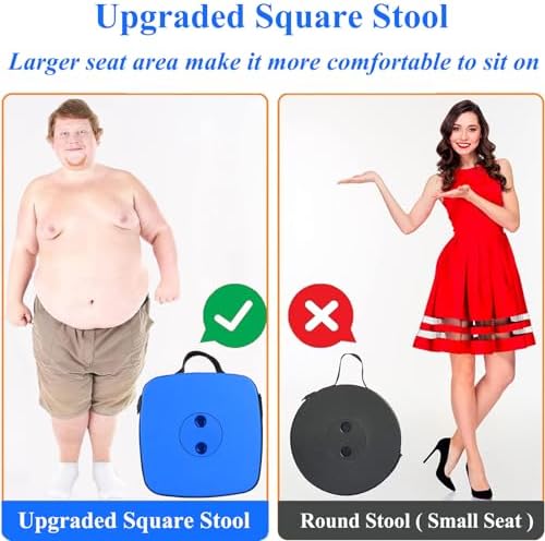 Fishboy Upgraded Square Collapsible Stool, 400lbs Max Weight, Lightweight But Sturdy, Portable Retractable Folding Telescoping Foldable Camping Stool for Adults Outdoor Fishing Hiking Travel BBQ