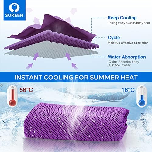 Sukeen 4 Pack Cooling Towel (40"x12"), Ice Towel, Soft Breathable Chilly Microfiber Towel for Yoga, Sport, Running, Gym, Workout, Camping, Fitness, More Activities
