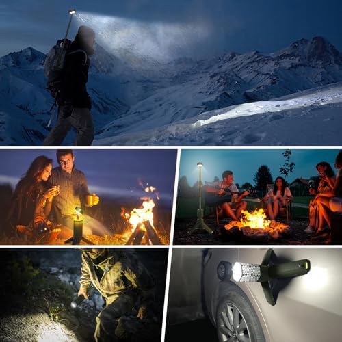 Camping Lights,Telescopic Camping Lantern with Storage Bag,7800mAh Rechargeable Outdoor Adventure Emergency Light,Waterproof LED Work Lights with Magnetic (Grass Green)