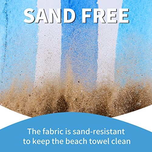 2 Pack Lightweight Thin Beach Towel Oversized 71"x32" Big Extra Large Microfiber Sand Free Towels for Adult Quick Dry Travel Camping Beach Accessories Vacation Essential Gift Blue Shell Stripe