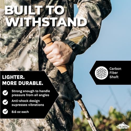 Cascade Mountain Tech Trekking Poles - Carbon Fiber Monopod Walking or Hiking Sticks with with Accessories Mount and Adjustable Quick Locks
