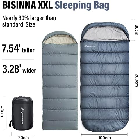 BISINNA XXL Sleeping Bag(90.55"x39.37") for Big and Tall Adults,3-4 Seasons Plus Size Warm and Comfortable Waterproof Lightweight Sleeping Bag Great for Camping Backpacking Hiking Indoor & Outdoor
