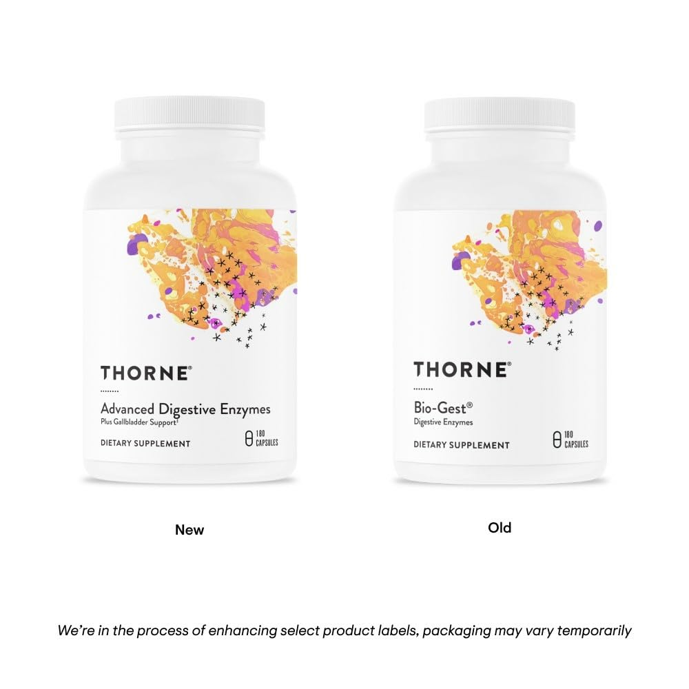 THORNE Advanced Digestive Enzymes (Formerly Bio-Gest) - Blend of Digestive Enzymes to Aid Digestion* - Gut Health Support with Pepsin, Ox Bile, Pancreatin - 180 Capsules - 90 Servings