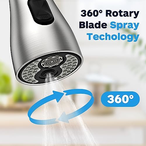 Kitchen Faucet Head Replacement 3 Modes with 17 Adapters, Pull Down Spray Head for Kitchen Faucet, Kitchen Sink Faucet Head G 1/2, Sprayer Head Replacement, Compatible with Moen,Delta, Kohler Faucets