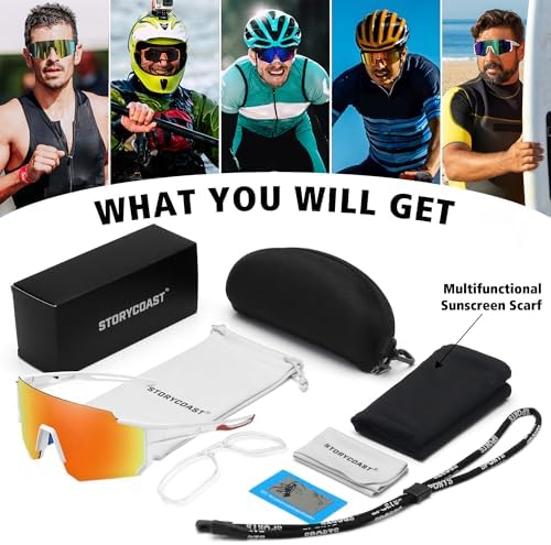 STORYCOAST Polarized Sports Sunglasses for Men Women,Driving Fishing Cycling Mountain Bike Sunglasses UV400 Protection