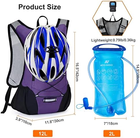 Lightweight Hydration Backpack, Running Backpack with 2L Water Bladder, Hydro Water Daypack for Cycling Hiking Rave for Men Women