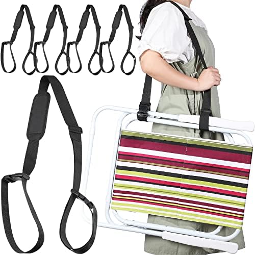 Sanwuta 5 Pcs Carry Strap for Beach Folding Chair, Adjustable Shoulder Carrying Beach Chair Straps for Folding Umbrella Backpack Camping Picnics Outdoor Foldable Bikes(Black)