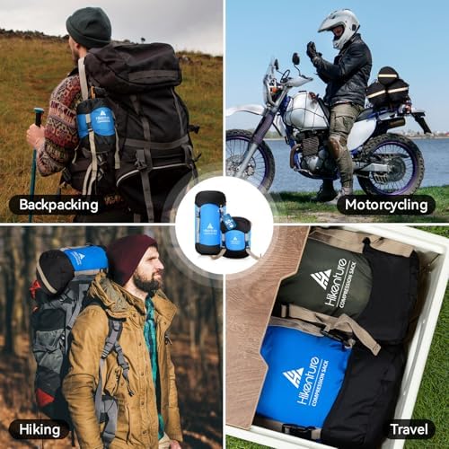 Hikenture Compression Sack for Sleeping Bag, Upgrade Anti-Tear Nylon Sleeping Bag Stuff Sack, 10L/14L/20L/30L Water-Resistant Compression Bag, Storage Bag