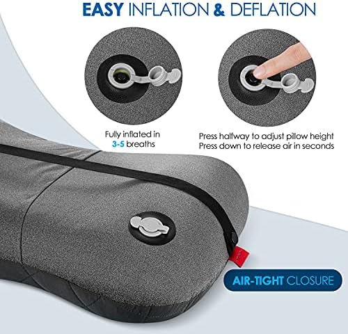 Hikenture Camping Pillow with Removable Cover - Ultralight Inflatable Pillow for Neck Lumbar Support - Upgrade Backpacking Pillow - Washable Travel Air Pillows for Camping, Hiking, Backpacking