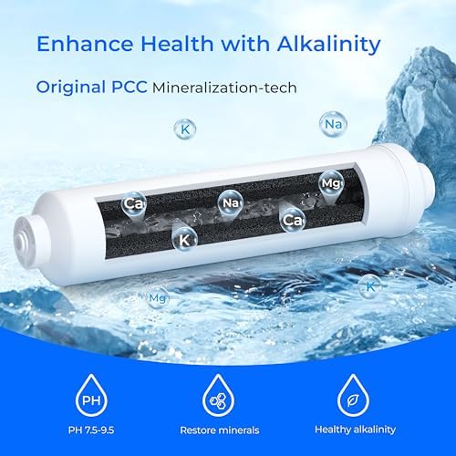 Waterdrop ๐๐ฅ๐ค๐๐ฅ๐ข๐ง๐ Water Filter WD-ALK35, Alkaline Filter for Reverse Osmosis System, pH Balance and Restore Minerals for RO Alkaline Filter, Under Sink Water Filter, 1/4" Quick Connect