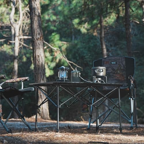 Camping Table Folding Portable Camp Aluminum Fold Up Lightweight Roll Up Table Adjustable Height with Carry Bag Indoor Outdoor for Camping, Picnic, Backyard, BBQ, Patio, Black
