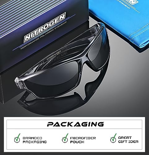 Nitrogen Polarized Wrap Around Sport Sunglasses for Men Women UV400 Protection Sun Glasses
