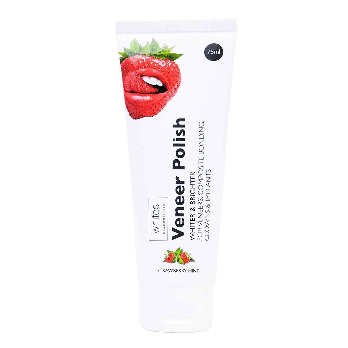 Whites Beaconsfield Veneer & Composite Whitening Polish – Professional Toothpaste for Veneers, Bonding, Crowns, Implants, Bridges & Natural Teeth – Effective Stain Remover – Vegan (Strawberry Mint)