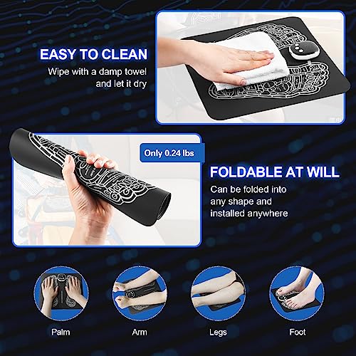 EMS Foot Massager Mat -Foot Massager Pad for Pain Plantar Relief, Muscle Relaxation, Foldable Legs & Feet Massager Pad with 8 Modes, 19 Levels