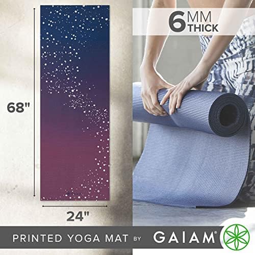 Gaiam Yoga Mat - Premium 6mm Print Extra Thick Non Slip Exercise & Fitness Mat for All Types of Yoga, Pilates & Floor Workouts (68"L x 24"W x 6mm Thick)