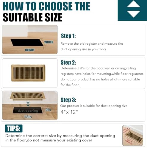 VOISEN Floor Register 4x12, 6 Pack Floor Vent Covers, Steel Adjustable Air Supply Grille Register Vent Cover Grill for Sidewall and Floor, Vent Covers for Home Floor,Brown