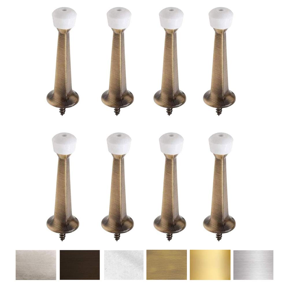 Liberty Premium Door Stoppers Metal Solid Rigid Door Stop Brushed 3" (Antique Brass, 8 Pack)