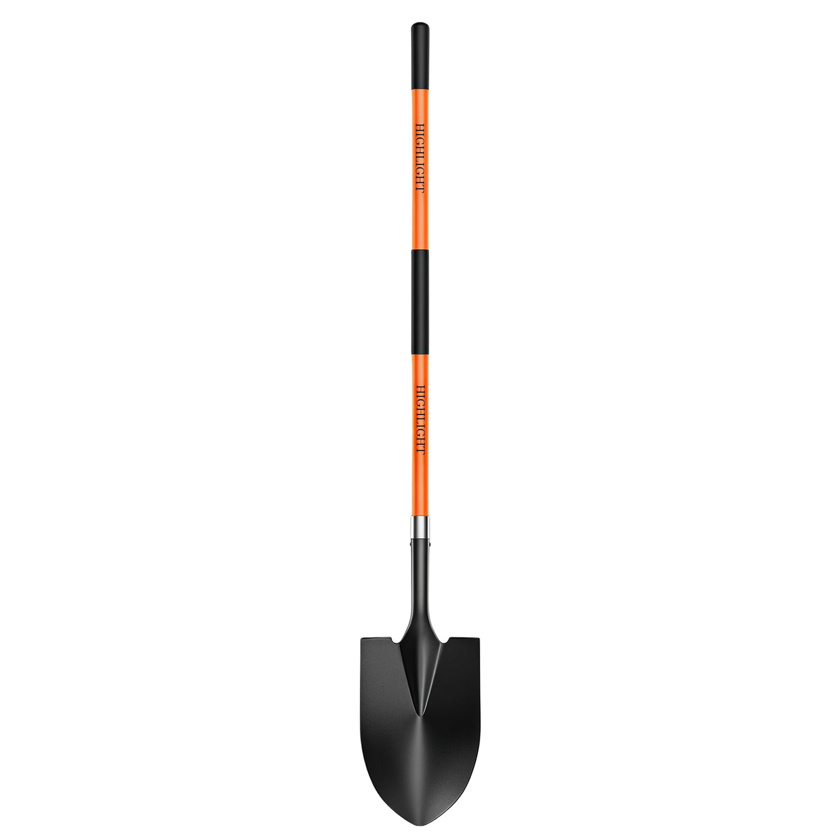 56-Inch Round Point Garden Shovel for Digging, Fiberglass Handle, Orange