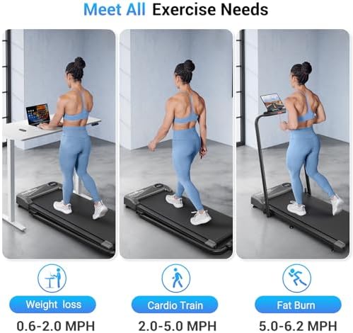 THERUN Walking Pad, 2.5 HP Under Desk, 2 in 1 Foldable for Home, Walking Pad with Handle Bar, 15" Widened Running Belt with Remote Control & LED Touch Screen