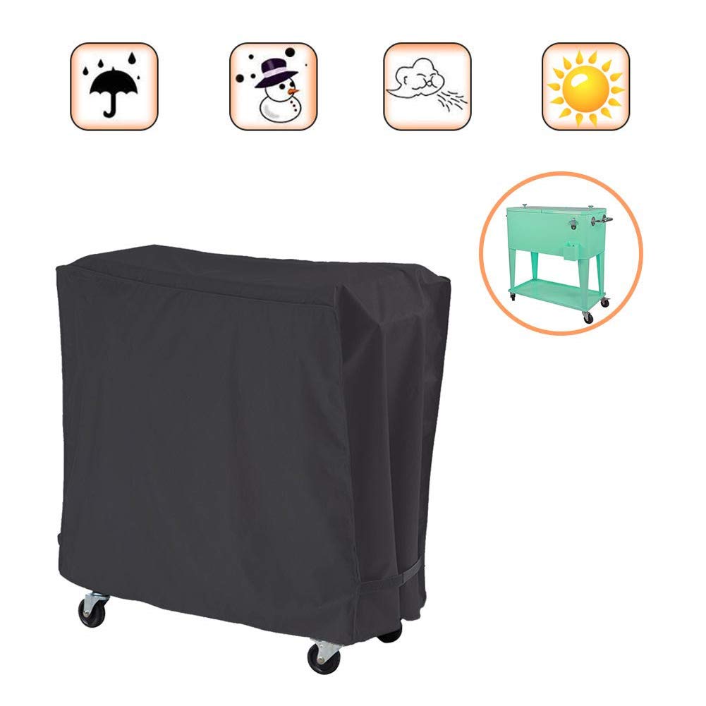 Cooler Cart Cover, Universal Waterproof 190T Polyester Fit for Most 80 QT Rolling Ice Chest Cart, Protective Cover for Beverage Cart, Party Cooler, Backyard, Deck, and Patio Use
