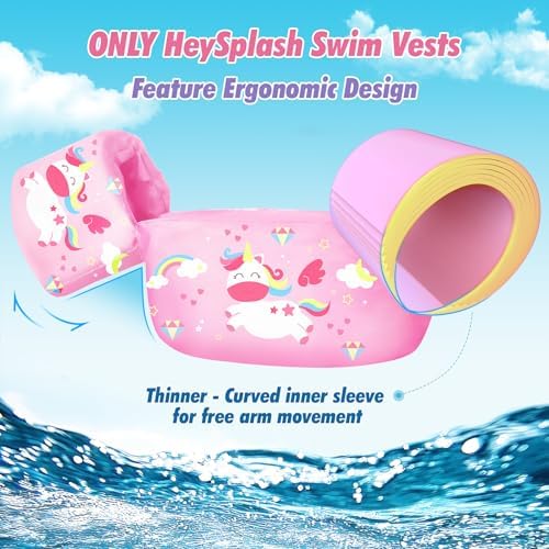 HeySplash Swim Vest for Kids, Toddler Pool Floaties Fit 20-50/70 Lbs, Children Swimming Vest with Adjustable Strap, Swim Jacket Water Wing Arm Float, Puddle Sea Beach Boat Jumper Boy Girl Baby