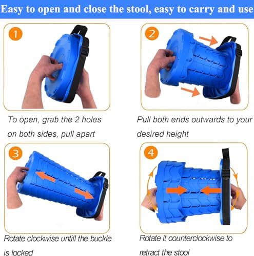 Fishboy Upgraded Square Collapsible Stool, 400lbs Max Weight, Lightweight But Sturdy, Portable Retractable Folding Telescoping Foldable Camping Stool for Adults Outdoor Fishing Hiking Travel BBQ