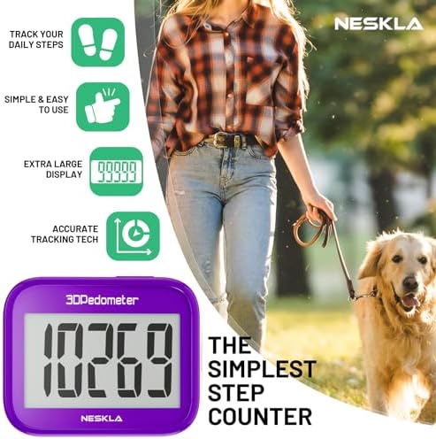 3D Pedometer for Walking, Simple Step Counter with Large Digital Display, Step Tracker with Removable Clip Lanyard, Accurately Track Steps for Men Women Kids Adults Seniors