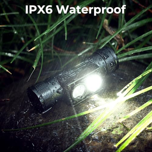 77outdoor LED Rechargeable Red Headlamp, D25LR Powerful Lightweight Head Flashlight with 90 High CRI Bright White Light and 660nm Deep Red Light, USB Charging for Camping, Hiking, Hunting