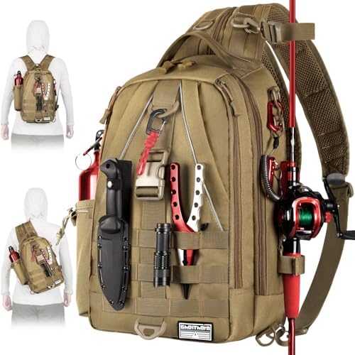 Ghosthorn Fishing Backpack with Rod Holder - Tackle Sling Bag - Fly Fishing Gifts for Men and Women