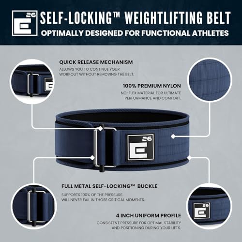 Self-Locking Weight Lifting Belt - Premium Weightlifting Belt for Serious Functional Fitness, Weight Lifting, and Olympic Lifting Athletes - Lifting Support for Men and Women - Deadlift Training Belt
