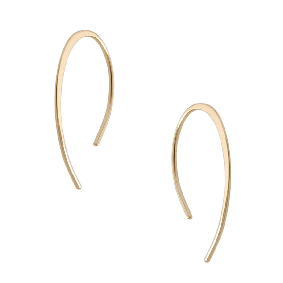 Upside Down Hoop Earrings - 18K Gold Plated Wire Threader Hoops for Women