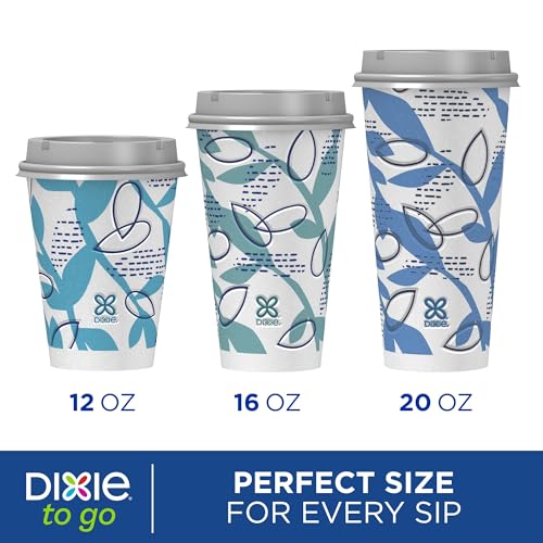 Dixie To Go Paper Coffee Cups With Lids, 12 oz, 156 ct, Disposable Insulated Paper Cups for On-The-Go Hot or Cold Beverages