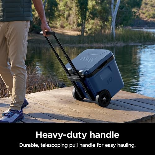 Ninja FrostVault 30qt Wheeled Cooler with Dry Zone, Integrated Fridge-Temp Dry Storage Drawer, Premium Heavy-Duty Insulated Cooler, Keeps Ice for Days, Lakeshore Blue, FB230BL